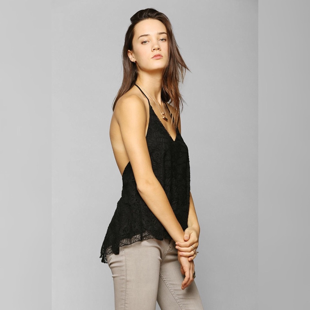 Pins and Needles Lace Deepv Halter Tunic Top